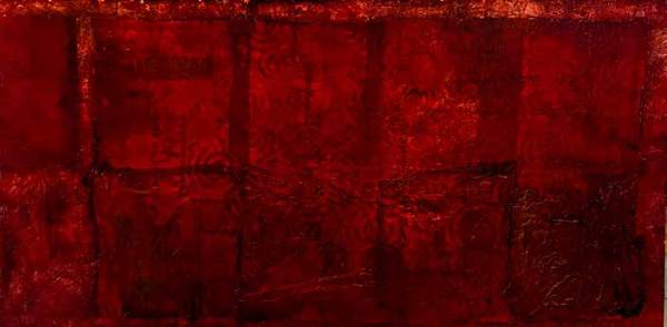Liseron — « Cramoisie en vitesse », 110x50 cm